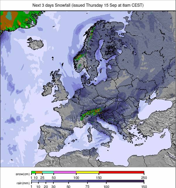 Precipitation maps Europe #weather. Rainfall Europe next 3 days.