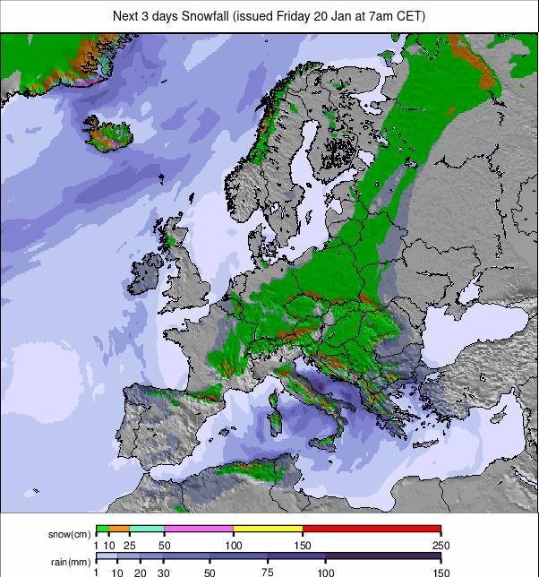 Precipitation maps Europe #weather. Rainfall Europe next 3 days.