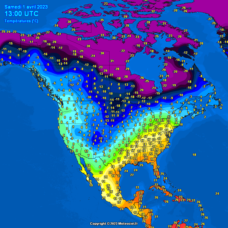 North-America-temperatures Temperatures North America #USA (Temperatura în America de Nord)