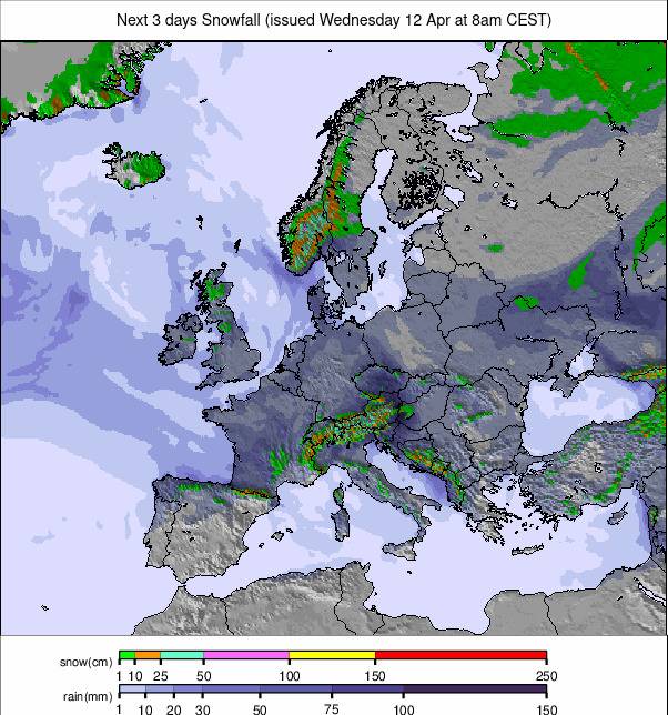 Precipitation maps Europe #weather. Rainfall Europe next 3 days.