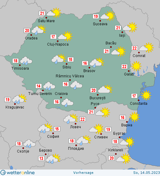 Prognoza-meteo-Romania-14-Mai-2023-ziua Prognoza meteo România  13 - 14 Mai 2023 #România (România  forecast)