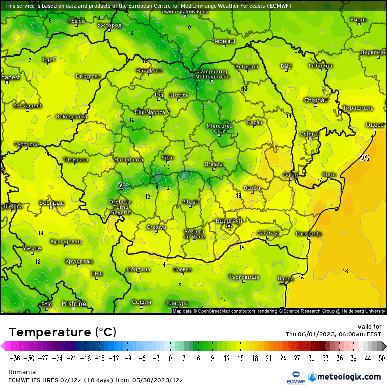 Temperaturi-maine-dimineata-26 Prognoza meteo Romania 31 Mai 2023 (Romania weather forecast)