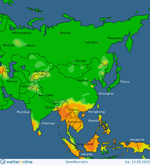 Thunderstorm-forecast-Asia-saturday Thunderstorm forecast #Europe, #NorthAmerica and #Asia (Prognoza furtună în Europa, America de Nord si Asia)