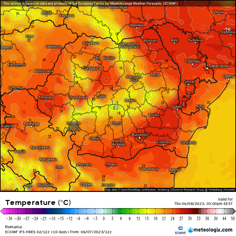 Temperaturi-astazi-6 Prognoza meteo Romania 8 Iunie 2023 (Romania weather forecast)