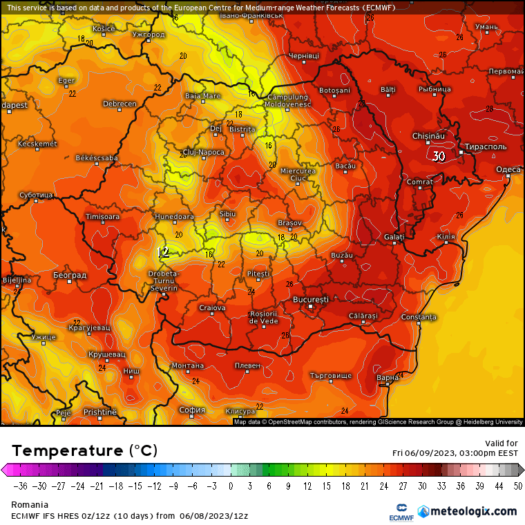 Temperaturi-astazi-7 Prognoza meteo Romania 9 Iunie 2023 (Romania weather forecast)