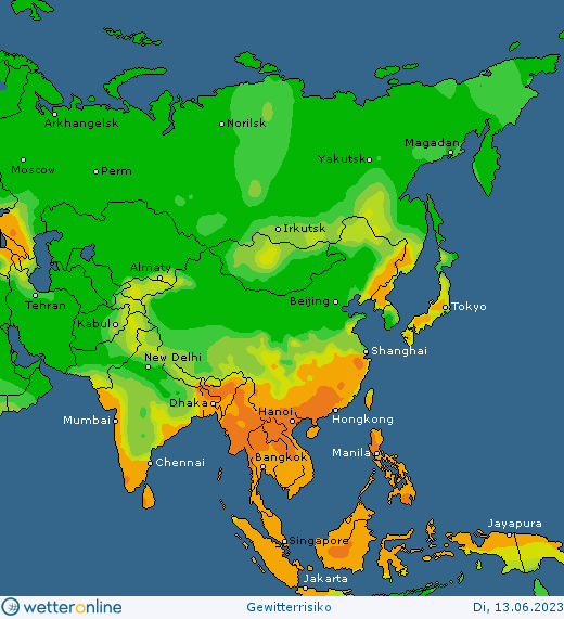 Thunderstorm-forecast-ASIA-8 Thunderstorm forecast #Europe, #NorthAmerica and #Asia (Prognoza furtună în Europa, America de Nord si Asia)