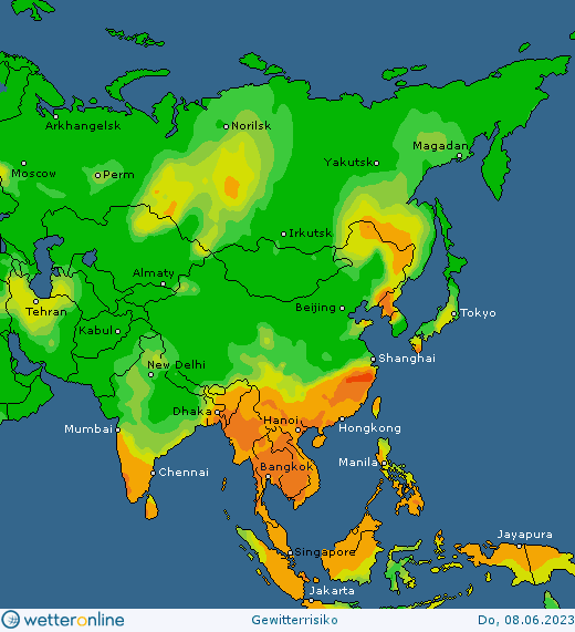 Thunderstorm-forecast-Asia-5 Thunderstorm forecast #Europe, #NorthAmerica and #Asia (Prognoza furtună în Europa, America de Nord si Asia)