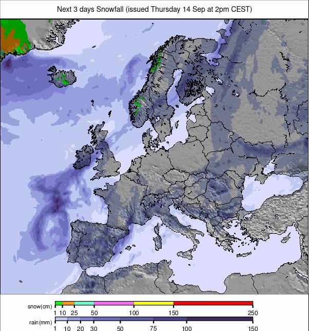 Precipitation maps Europe #weather. Rainfall Europe next 3 days.