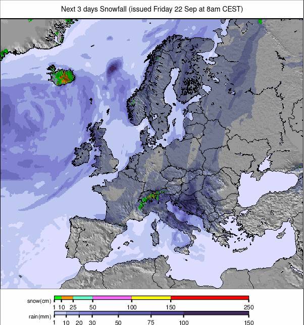 Precipitation maps Europe #weather. Rainfall Europe next 3 days.