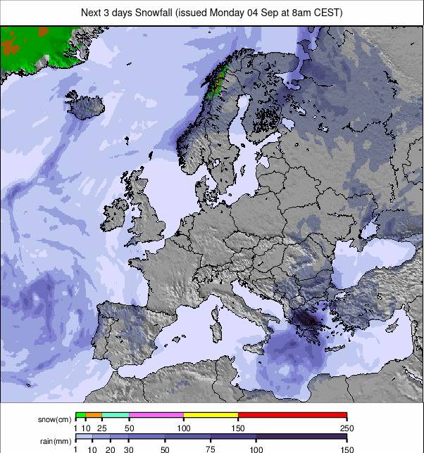 Precipitation maps Europe #weather. Rainfall Europe next 3 days.