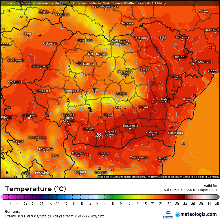 Temperaturi-astazi-25 Prognoza meteo România  30 Septembrie - 1 Octombrie 2023 #România