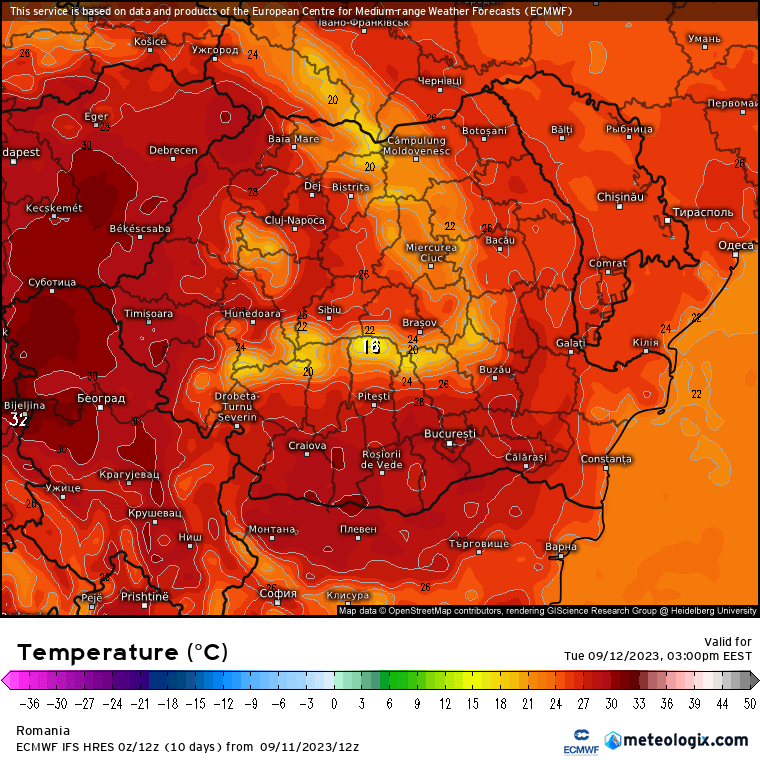 Temperaturi-astazi-9 Prognoza meteo Romania 12 Septembrie 2023 (Romania weather forecast)