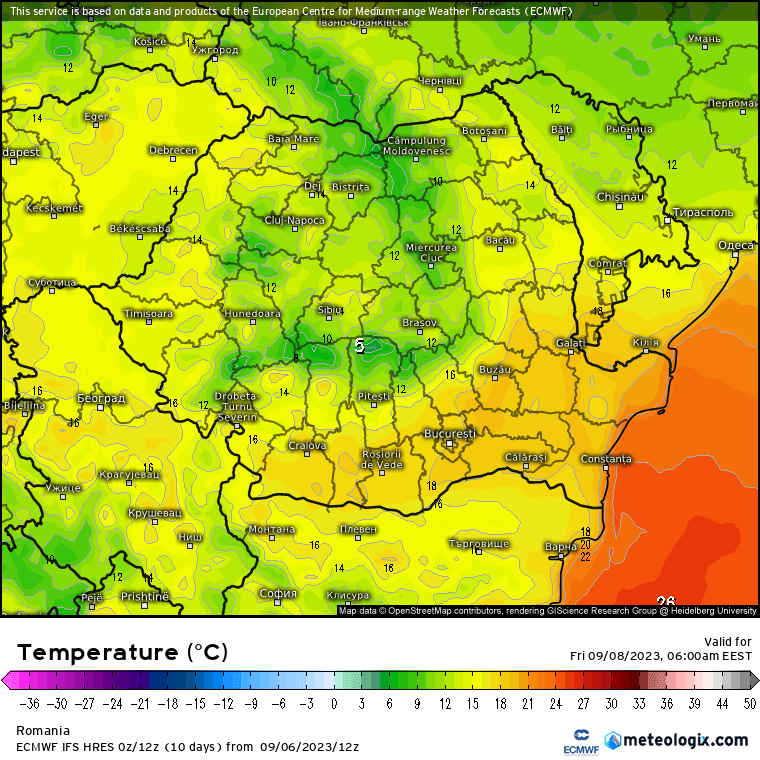 Temperaturi-maine-dimineata-5 Prognoza meteo Romania 7 Septembrie 2023 (Romania weather forecast)