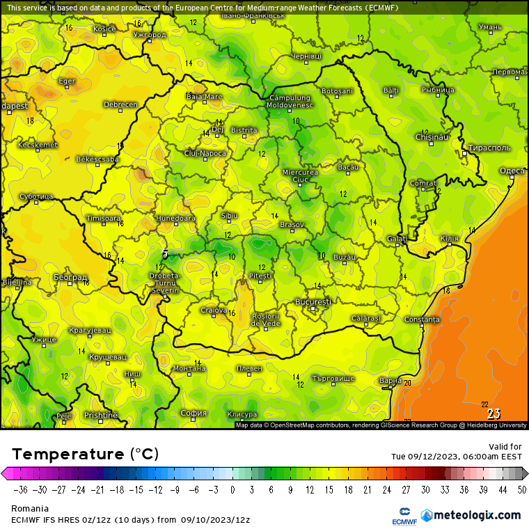 Temperaturi-maine-dimineata-8 Prognoza meteo Romania 11 Septembrie 2023 (Romania weather forecast)