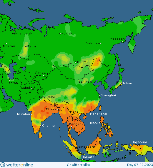 Thunderstorm-forecast-Asia-4 Thunderstorm forecast #Europe, #NorthAmerica and #Asia (Prognoza furtună în Europa, America de Nord si Asia)