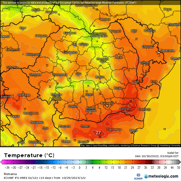 Temperaturi-astazi-24 Prognoza meteo Romania 30 Octombrie 2023 (Romania weather forecast)