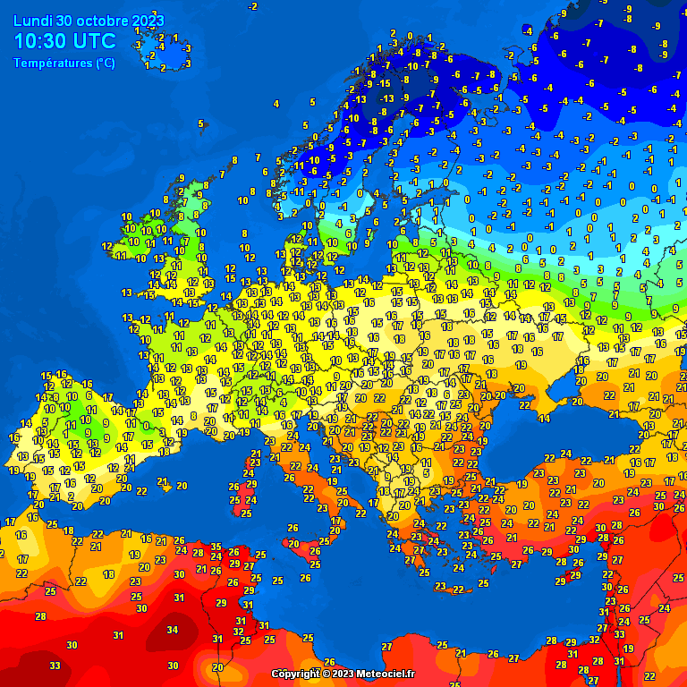 temperatures-Europe-21 Temperatures Europe at noontime (Temperaturile pranzului în Europa)