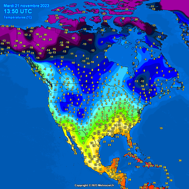 North-America-temperatures-10 Temperatures North America #USA (Temperatura în America de Nord)