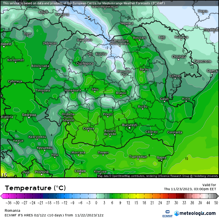 Temperaaturi-astazi Prognoza meteo Romania 23 Noiembrie 2023 (Romania weather forecast)