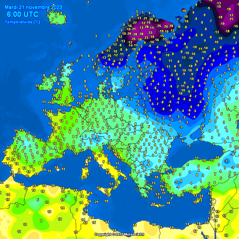 Temperatures-on-Europe-16 Temperatures on Europe this morning - Major cities (Temperaturile în Europa)