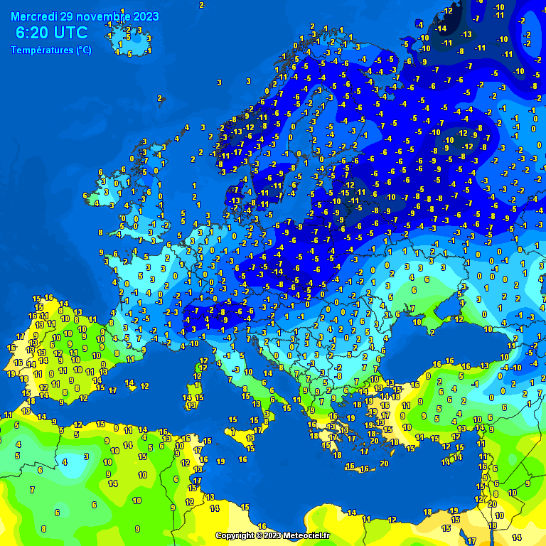 Temperatures-on-Europe-21 Temperatures on Europe this morning - Major cities (Temperaturile în Europa)