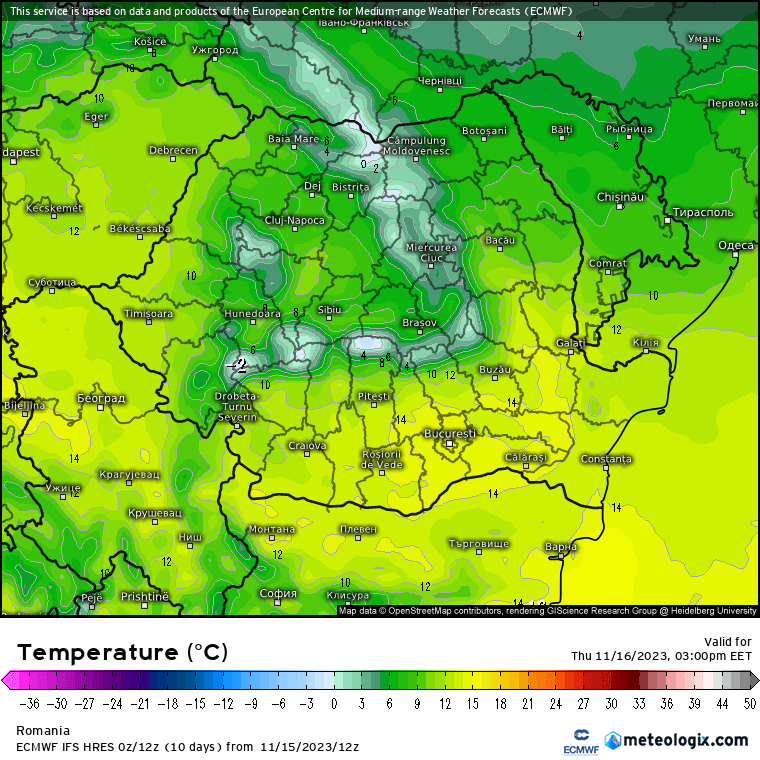 Temperaturi-astazi-13 Prognoza meteo Romania 16 Noiembrie 2023 (Romania weather forecast)