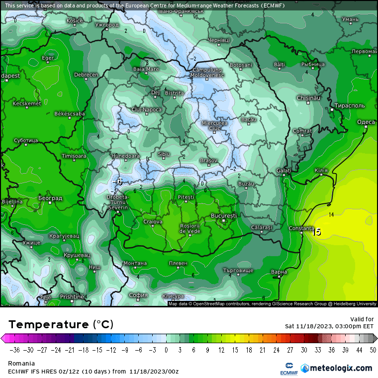 Temperaturi-astazi-15 Prognoza meteo România  18 - 19 Noiembrie 2023 #România