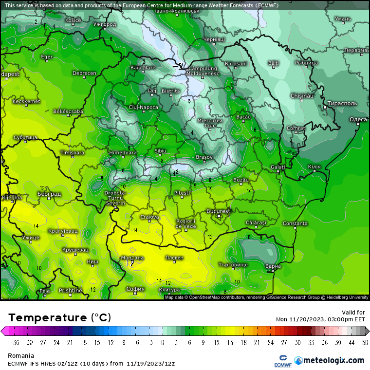 Temperaturi-astazi-16 Prognoza meteo Romania 20 Noiembrie 2023 (Romania weather forecast)