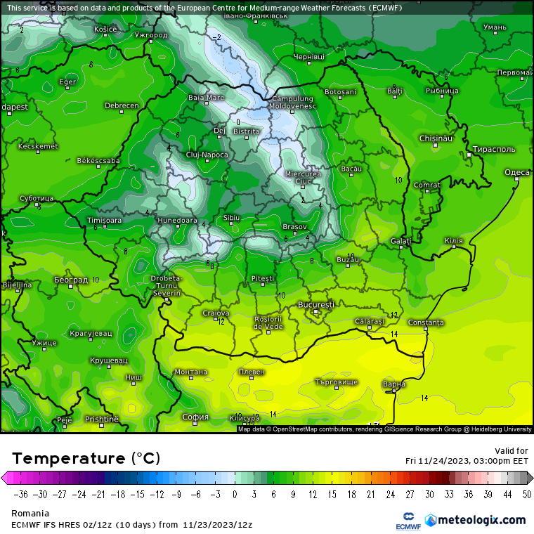 Temperaturi-astazi-19 Prognoza meteo Romania 24 Noiembrie 2023 (Romania weather forecast)