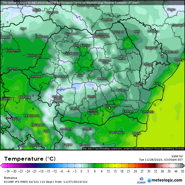 Temperaturi-astazi-22 Prognoza meteo Romania 28 Noiembrie 2023 (Romania weather forecast)