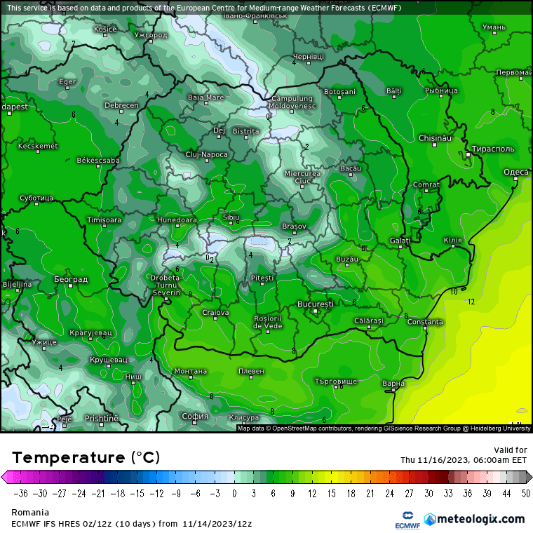 Temperaturi-maine-dimineata-11 Prognoza meteo Romania 15 Noiembrie 2023 (Romania weather forecast)