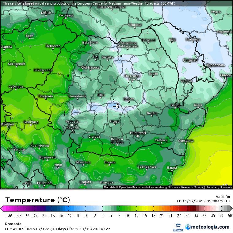 Temperaturi-maine-dimineata-12 Prognoza meteo Romania 16 Noiembrie 2023 (Romania weather forecast)