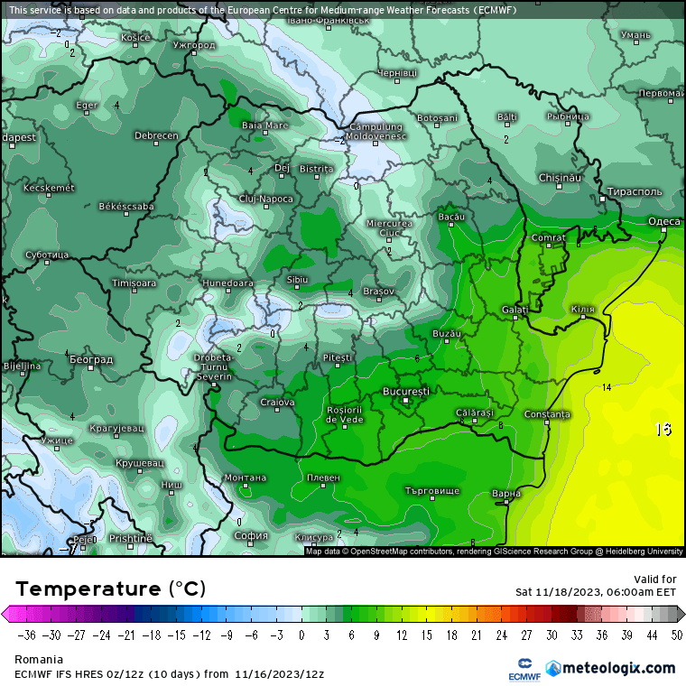 Temperaturi-maine-dimineata-13 Prognoza meteo Romania 17 Noiembrie 2023 (Romania weather forecast)