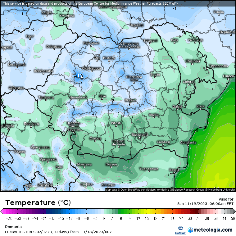 Temperaturi-maine-dimineata-14 Prognoza meteo România  18 - 19 Noiembrie 2023 #România