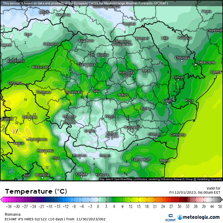 Temperaturi-maine-dimineata-24 Prognoza meteo Romania 30 Noiembrie 2023 (Romania weather forecast)