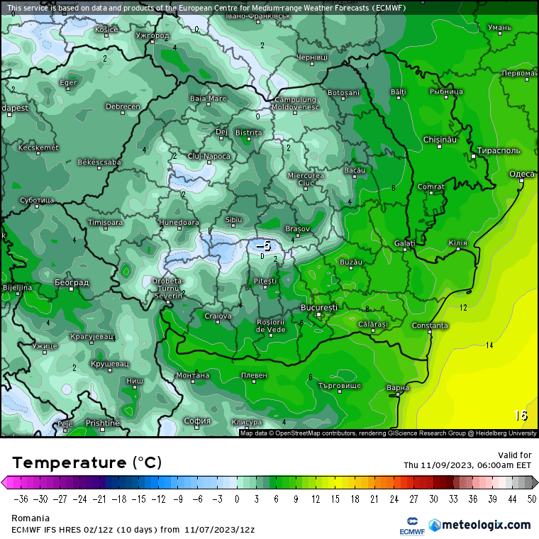 Temperaturi-maine-dimineata-5 Prognoza meteo Romania 8 Noiembrie 2023 (Romania weather forecast)