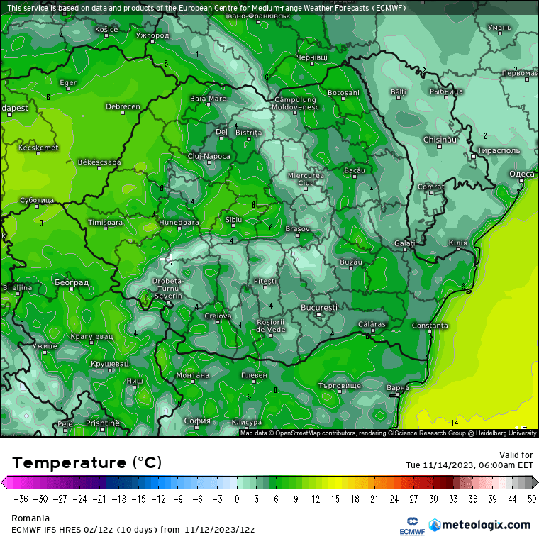 Temperaturi-maine-dimineata-9 Prognoza meteo Romania 13 Noiembrie 2023 (Romania weather forecast)