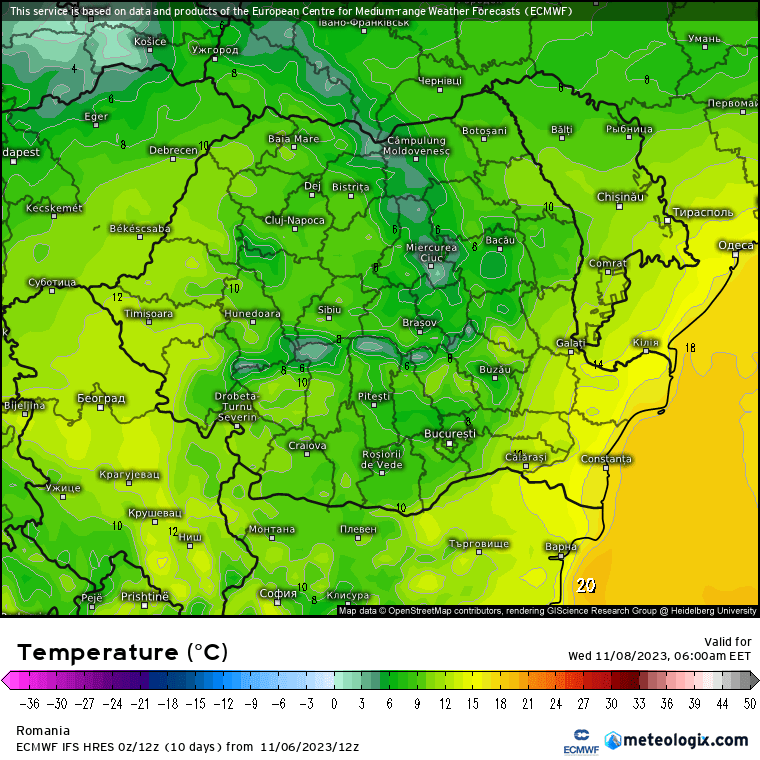 Temperaturi-maine-diminetaa Prognoza meteo Romania 7 Noiembrie 2023 (Romania weather forecast)