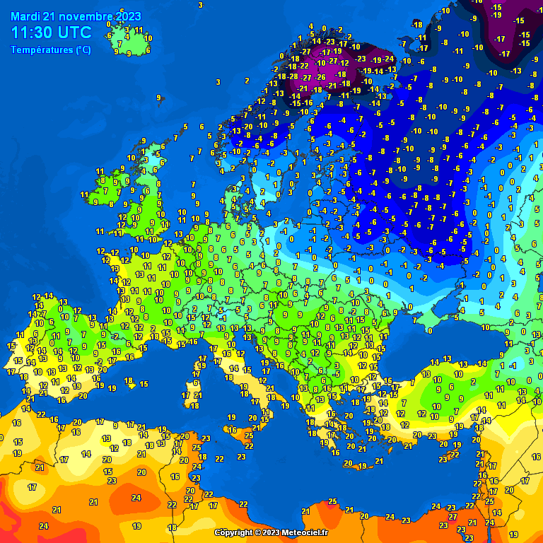 temperatures-Europe-12 Temperatures Europe at noontime (Temperaturile pranzului în Europa)