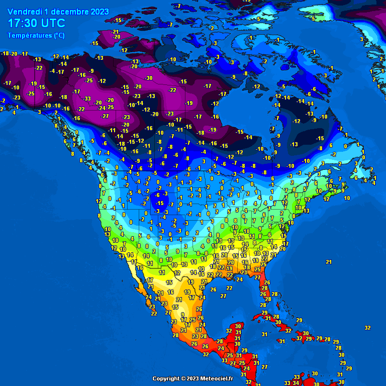 North-America-temperatures Temperatures North America #USA (Temperatura în America de Nord)