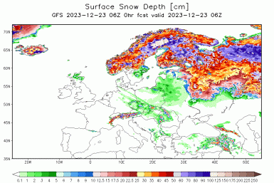 Today snow & ice depth North Hemisphere #Europe & #USA #snow (Stratul de zapadă masurat in Europa si US astazi)