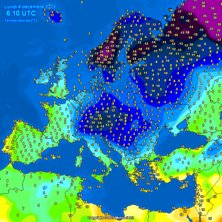 Temperatures-on-Europe-2 Temperatures on Europe this morning - Major cities (Temperaturile în Europa)