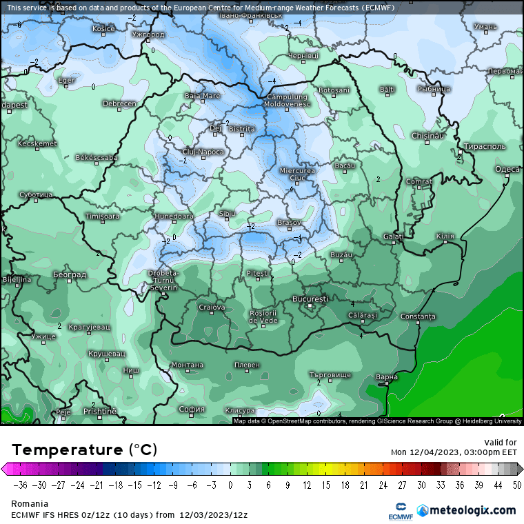 Temperaturi-astazi-2 Prognoza meteo Romania 4 Decembrie 2023 (Romania weather forecast)