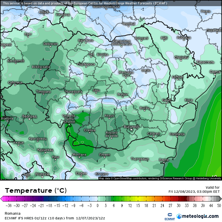 Temperaturi-astazi-6 Prognoza meteo Romania 8 Decembrie 2023 (Romania weather forecast)