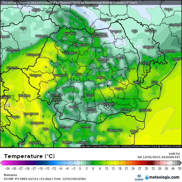 Temperaturi-maine-dimineata Prognoza meteo Romania 1 Decembrie 2023 (Romania weather forecast)