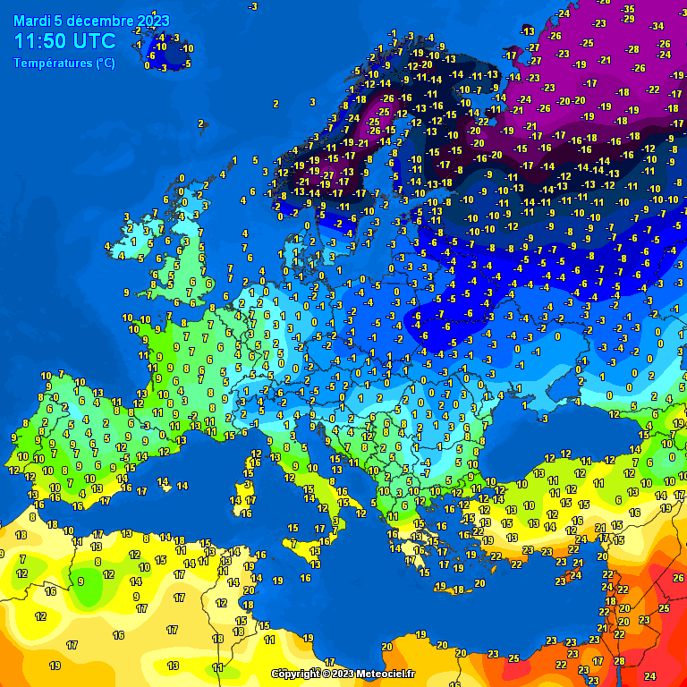 temperatures-Europe-3 Temperatures Europe at noontime (Temperaturile pranzului în Europa)