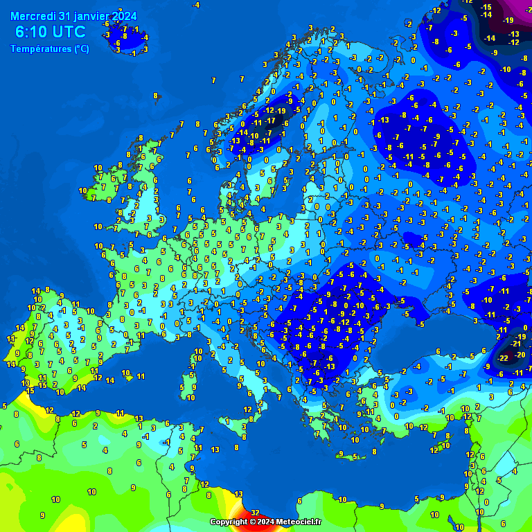 Temperatures-on-Europe-23 Temperatures on Europe this morning - Major cities (Temperaturile în Europa)