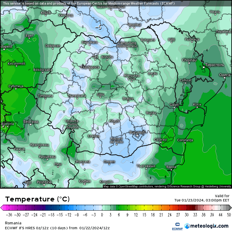 Temperaturi-astazi-16 Prognoza meteo Romania 23 Ianuarie 2024 (Romania weather forecast)