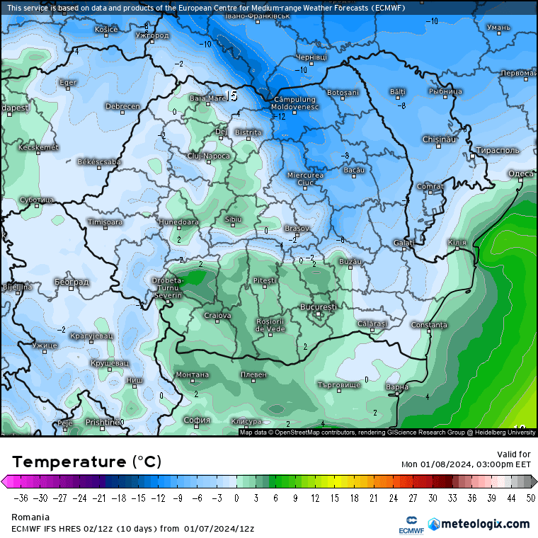 Temperaturi-astazi-3 Prognoza meteo Romania 8 Ianuarie 2024 (Romania weather forecast)