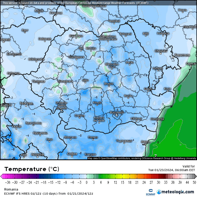 Temperaturi-maine-dimineata-14 Prognoza meteo Romania 22 Ianuarie 2024 (Romania weather forecast)